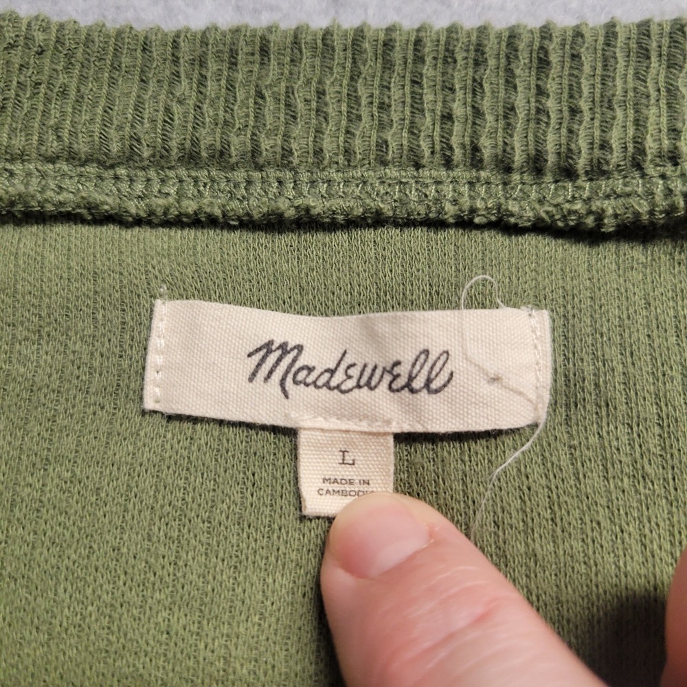 Madewell Elwood‎ Knot Front Top Sweater  In Palm Tree Green Women's Size Large - Picture 2 of 8